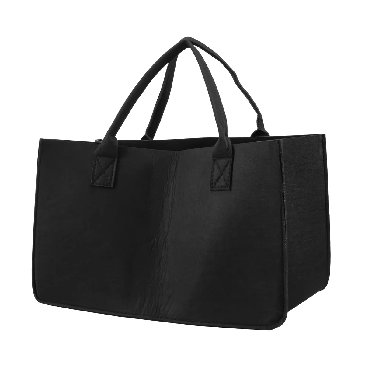 Hot New Fireplace Wood Felt Storage Bag Basket Magazine Rack Firewood Pocket,Felt Foldable Firewood Holder Basket Black