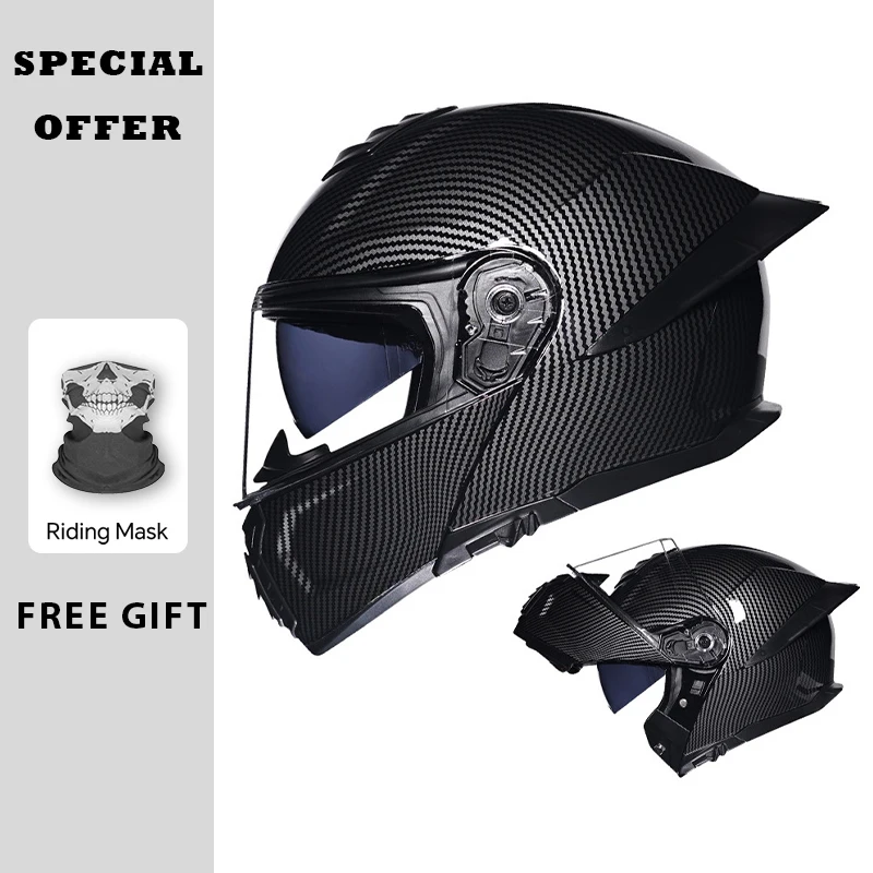 오토바이 플립업 헬멧 더블 바이저 대형 테일 사계절 DOT 플립업 풀페이스 헬멧 레이싱 모듈러 헬멧 듀얼 렌즈