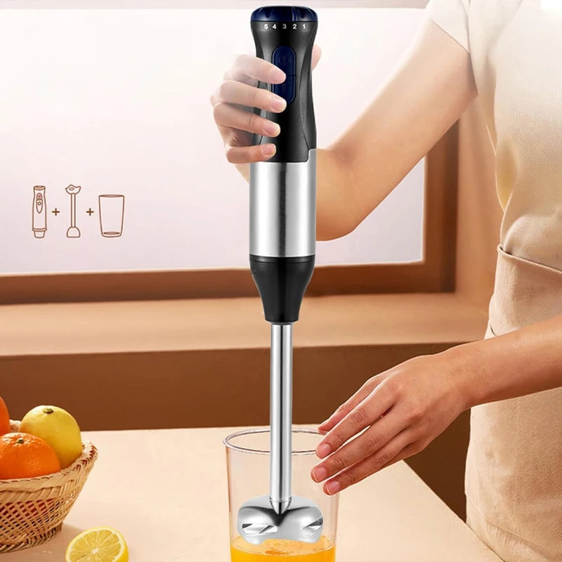 4 in 1 Electric Stick Hand Blender Handheld Mixer 1000W Stainless Steel Blade Vegetable Meat Immersion Egg Whisk Juicer