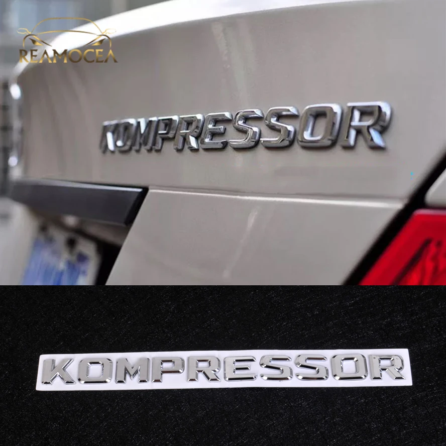 Reamocea Refit KOMPRESSOR 3D Logo Metal Sticker Car Fender Decoration Trunk Emblem For Mercedes Benz E C Class C200L W205 SLK