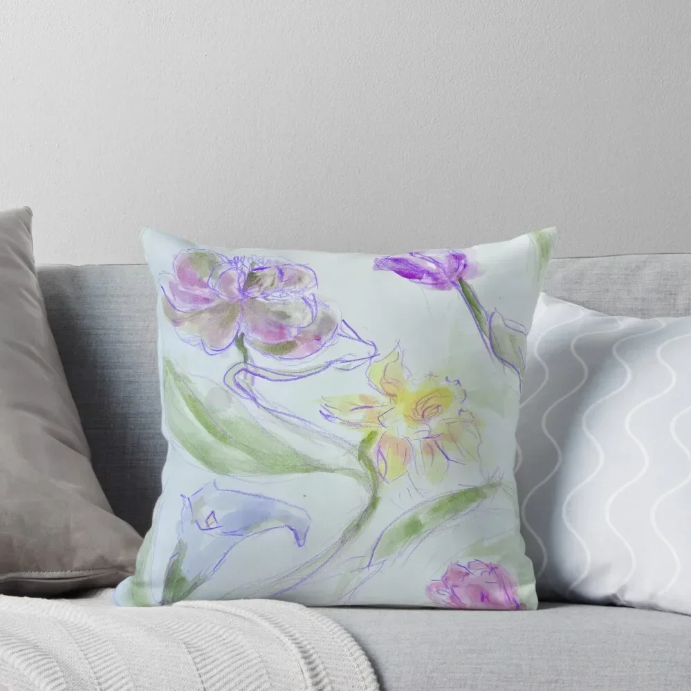 Watercolor Flower Sketches Throw Pillow Cushion Cover For Sofa Pillow Cases Decorative pillow