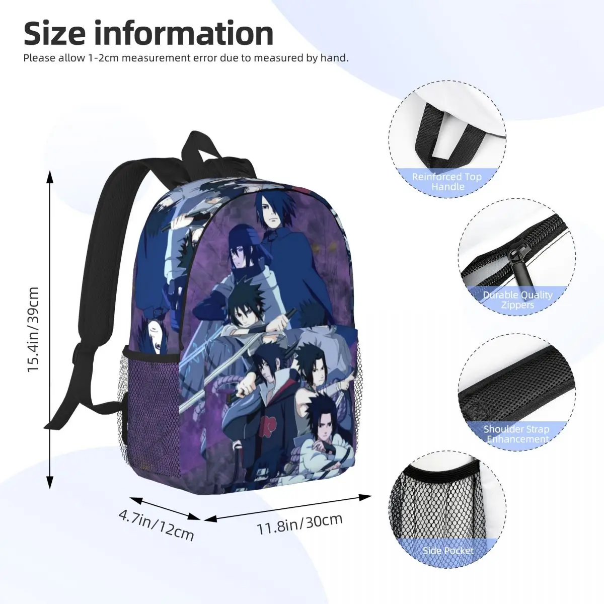 Naruto-mochila universitaria impermeable de alta capacidad para ordenador portátil, bolsa de viaje para libros, 15 pulgadas, nueva moda