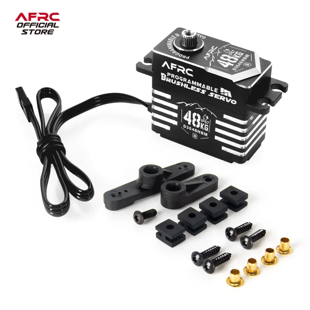 Alto torque AFRC-D3648HBM-S ﻿ 48kg ip67 servo sem escova programável à prova d'água para traxxas 1/5, 1/8, 1/10 rc carro barco robô etc.