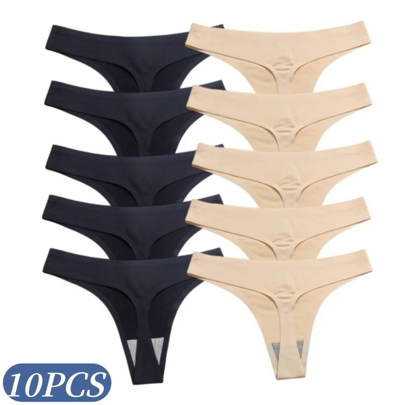 10 Stück/Set Damen Nahtlose Höschen G-String Eisseiden-Tangas Unterwäsche Sexy Bikini-Lingerie Weiche Niedrigtaillierte Höschen