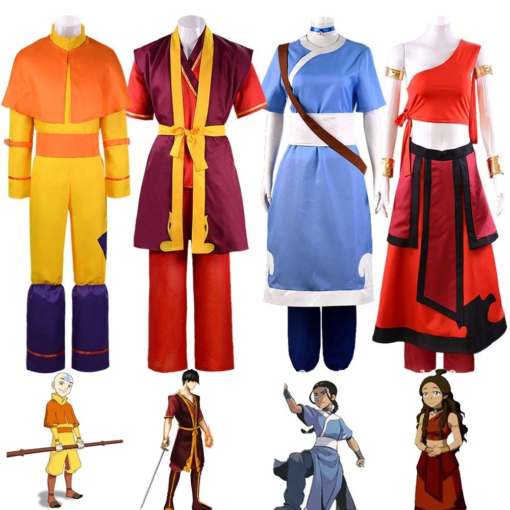 

Anime Avatar：The Last Airbender Zuko Avatar Aang Katara Cosplay Costume Suits Adult Unisex Uniform Halloween Party Accessory