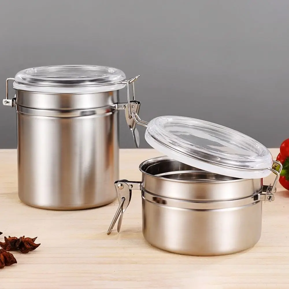 1Pcs Stainless Steel Airtight Sealed Canister Coffee Flour Sugar Tea Container Holder Storage Bottles for Food Storage Box