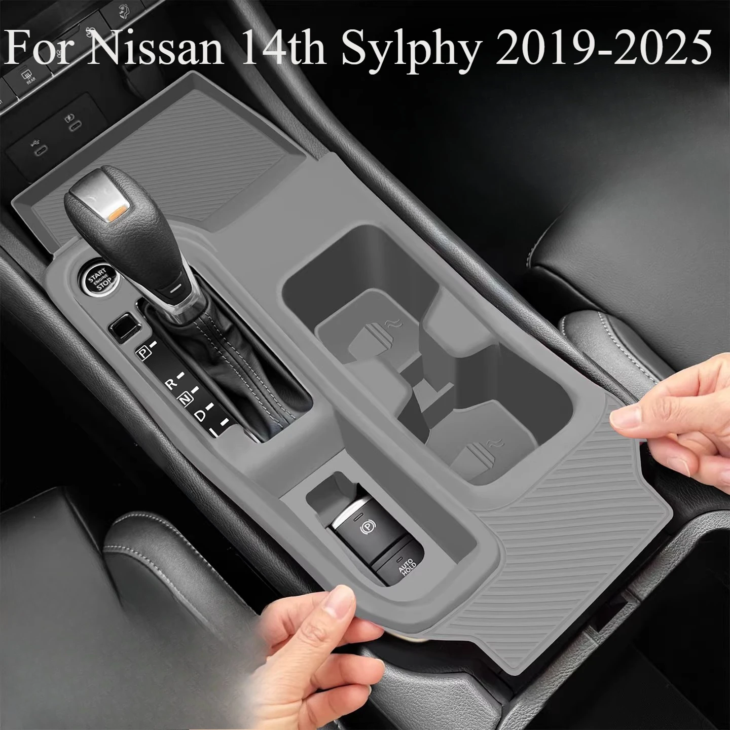 

For Nissan 14th Sylphy 2019-2025 Center Console Shift Panel Cover & Power Window Switch Silicone Pad, Anti-Scratch Non-Slip