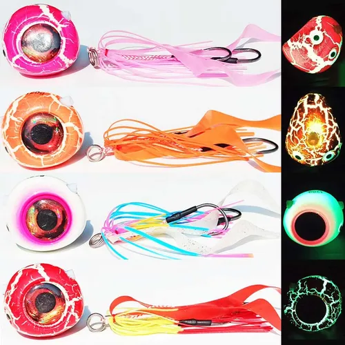 250g/150g/120g/100g/80g/60g/40g Glow Lumious Kabura Pesca Slider Snapper/mar Bream Jig head con falda jigging señuelo mar jig barco