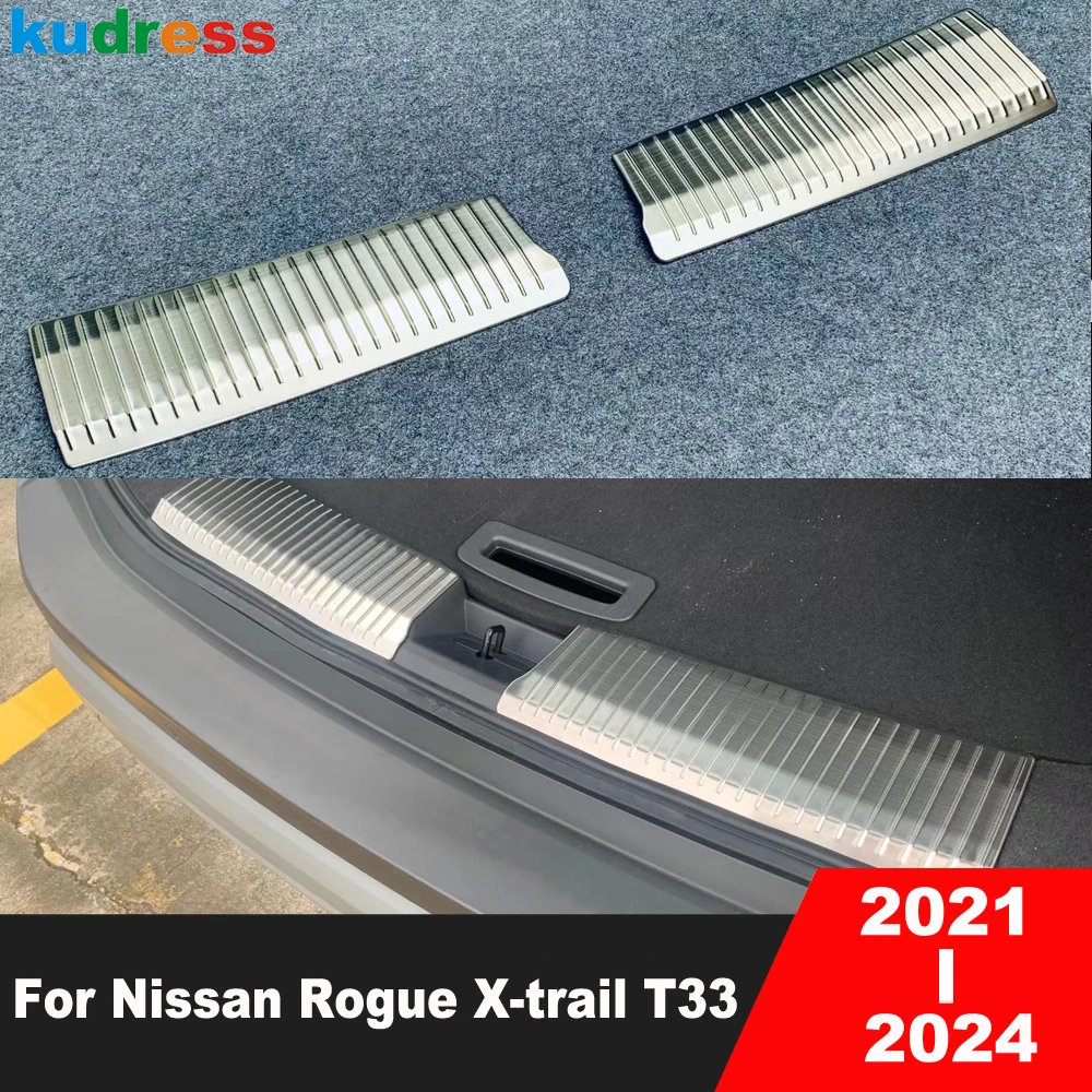 

Rear Trunk Bumper Cover Trim For Nissan Rogue X-trail T33 2021-2023 2024 Steel Car Tailgate Door Sill Plate Guard Accessories