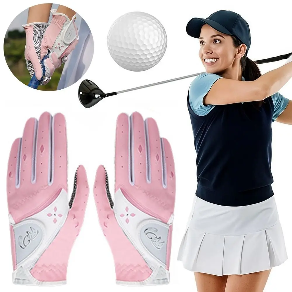 

Breathable Women's Golf Gloves Wear Resistant Comfortable Outdoor Sports Gloves Durable Soft PU Leather Golf Mittens