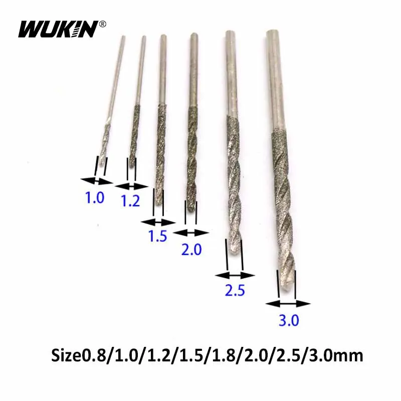 Diamond Drill Bit Diamond Coated Tipped Tip Twist Drill Bits for Glass Jewelry Stone Tile 0.8mm 1mm 1.2mm 1.5mm 1.8mm