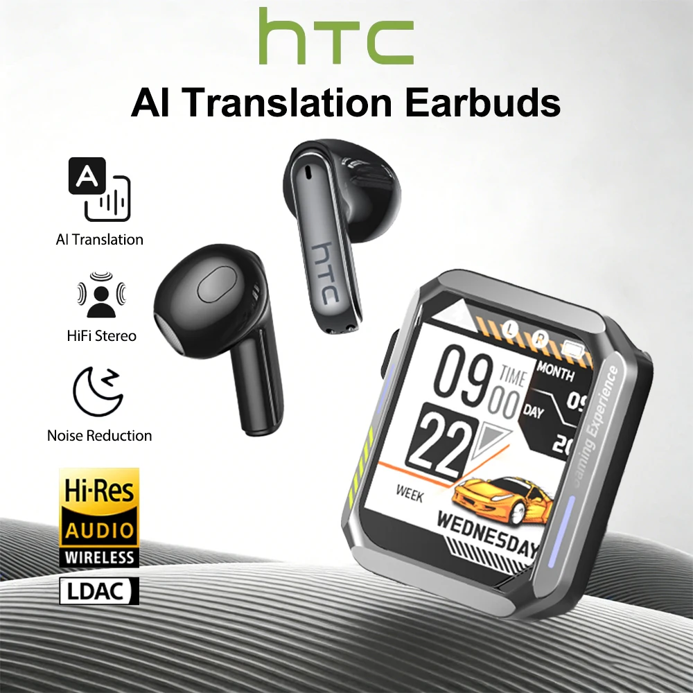 Casque de jeu Bluetooth HTC avec microphone, écouteurs à traduction en temps réel, faible latence, son HiFi, écouteurs sans fil NE94