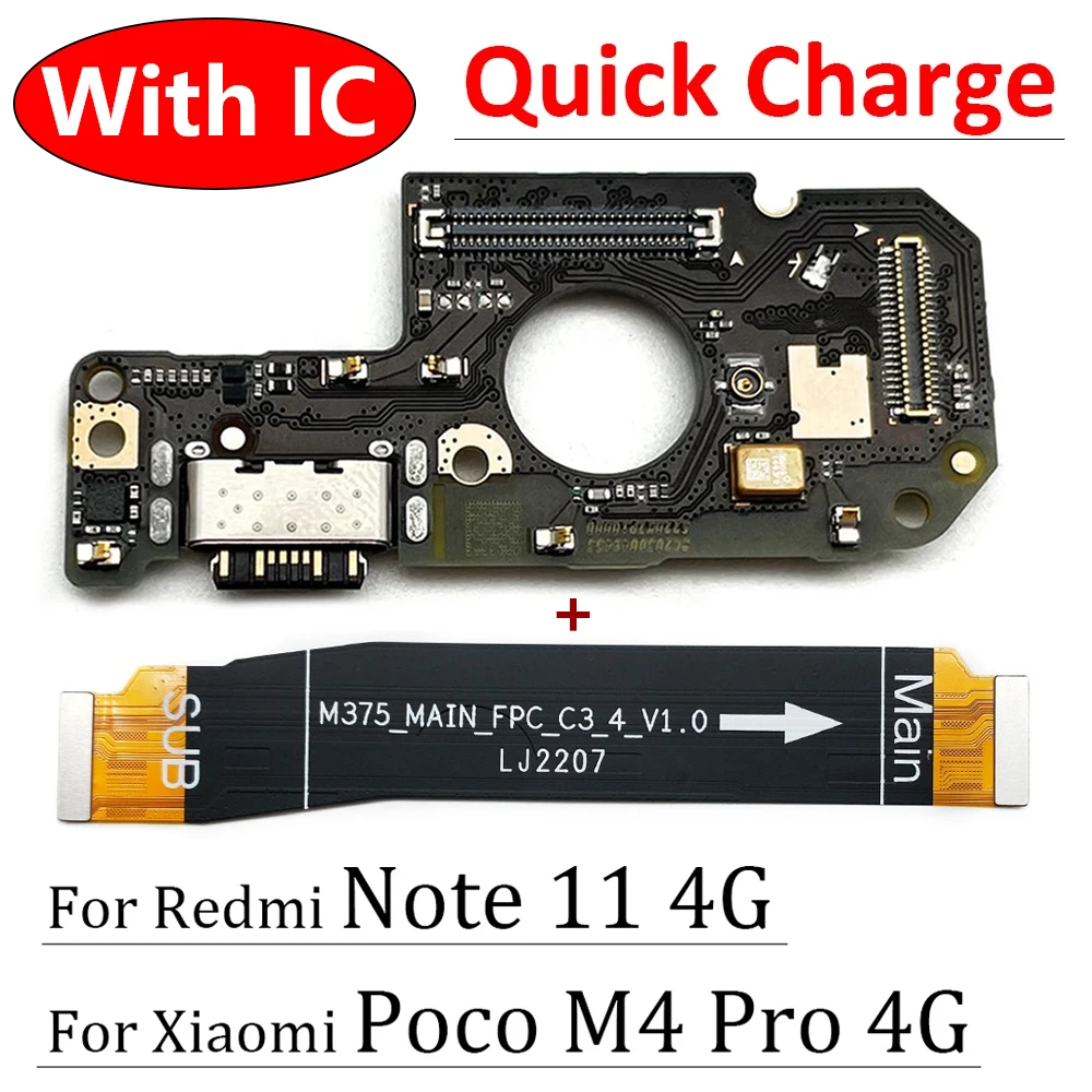 New For Xiaomi Poco M4 Pro 4G / Redmi Note 11s 11 4G USB Charging Port Dock Charger Plug Connector Board Flex Cable