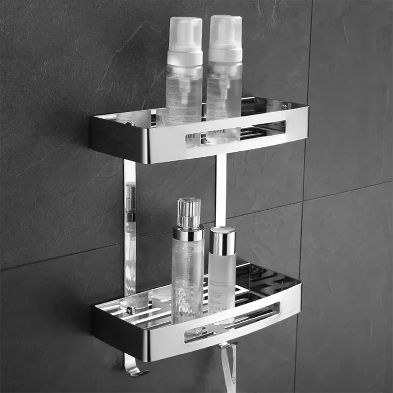 304 Stainless Steel Bathroom Corner Shelf Rack Wall Mounted Storage Organizer for Shower Toilet Space Saving Holder Wall