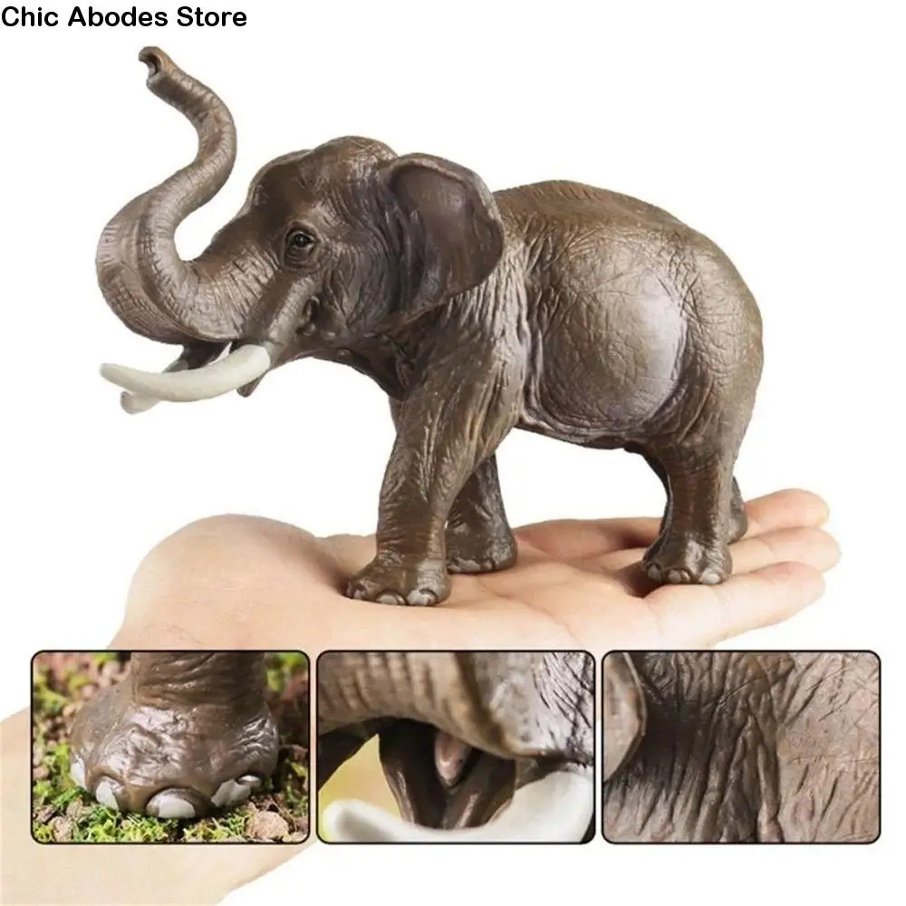 

Exquisite Wild Large Elephant Figurine Plastic Realistic Mini Animal Statue Handmade Elephant Desktop Ornament Birthday Gift