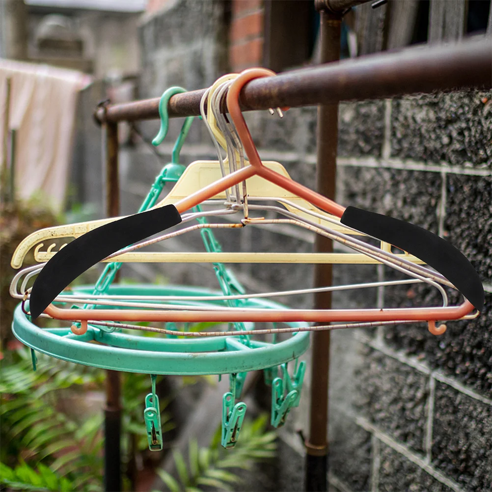 

1 Pair Black Shoulder Pads Thickened Widened Flocking Hanger Inserts Anti-Slip Shape Protectors For Coats Sweaters Jackets