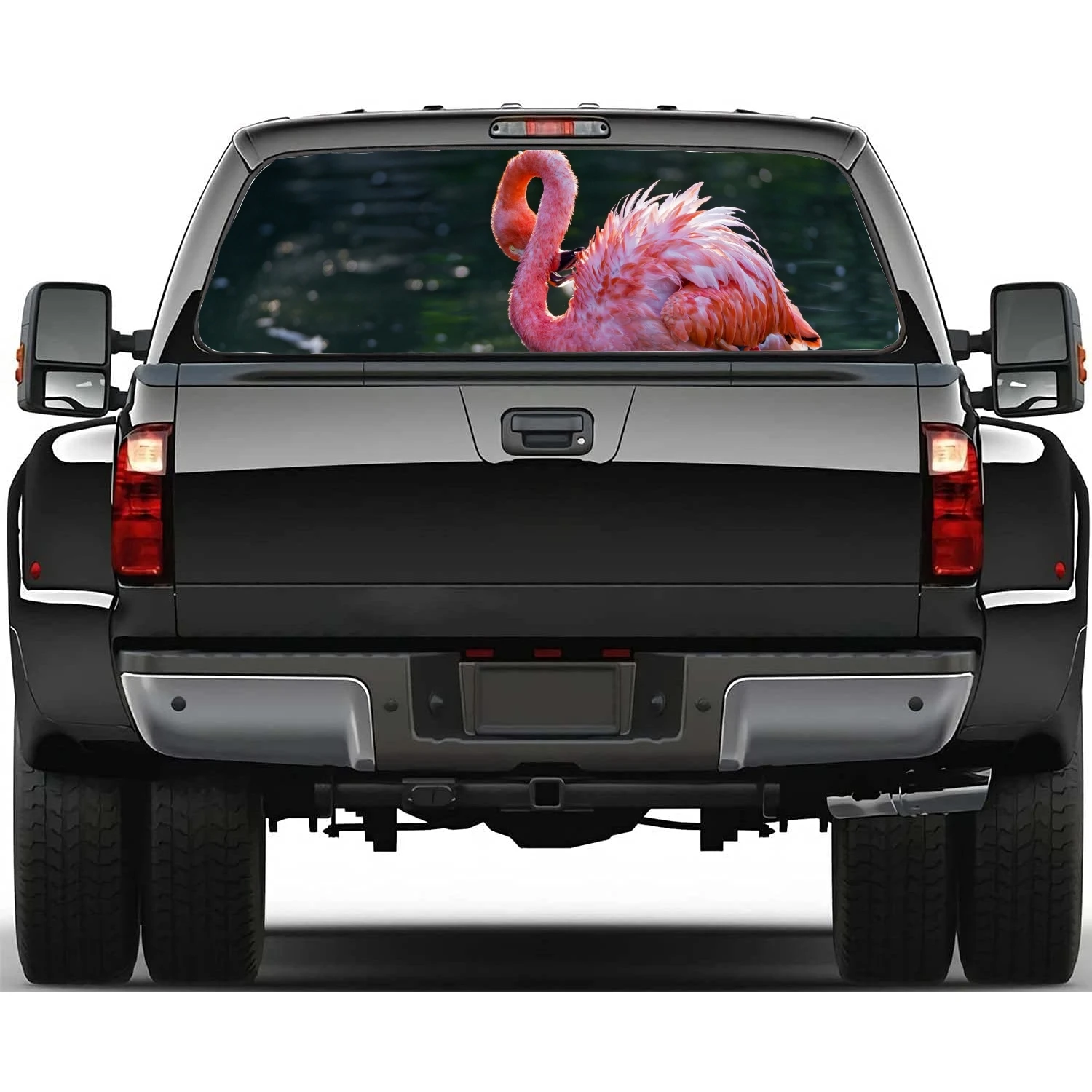 Pink Flamingo Car Accessories Rear Windshield Sticker Truck Window See Through Perforated Back Window Vinyl Decal Decoration