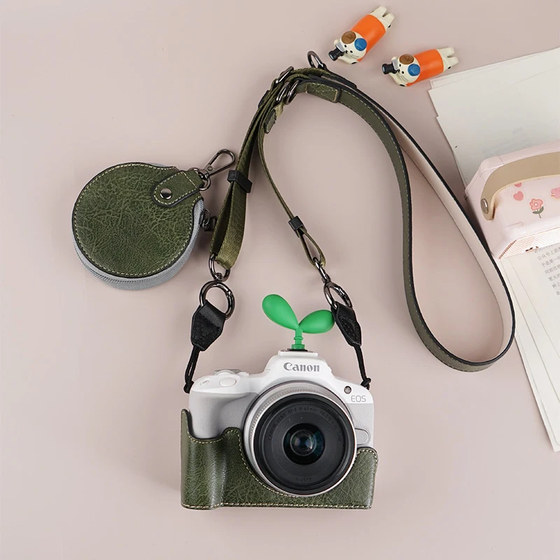 NiYi Kameratasche für Canon EOS R50, Kameratasche, Schutztasche, halbe Hülle mit Schultergurt, Kameratasche unten offen, stretchfest 4