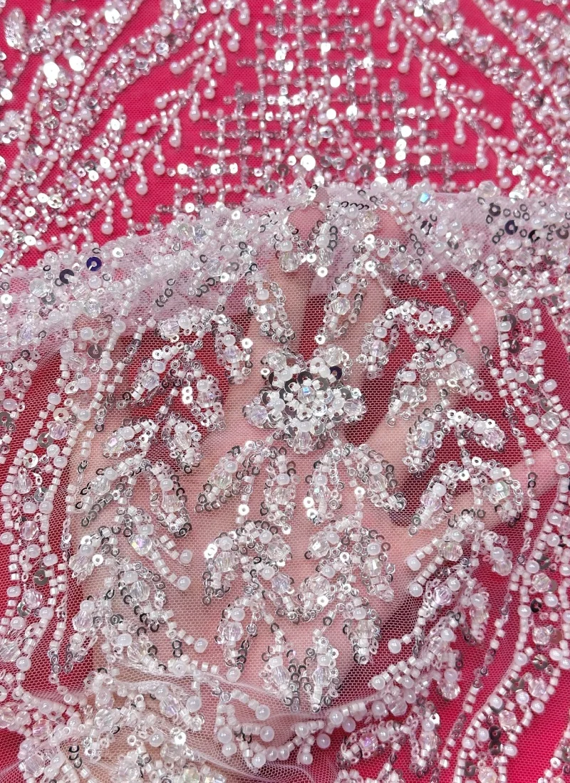 

Luxury African Groom Beaded Lace Fabric 2026 High-Quality Nigerian Sequin Lace Fabric for Women's Party Evening Gowns