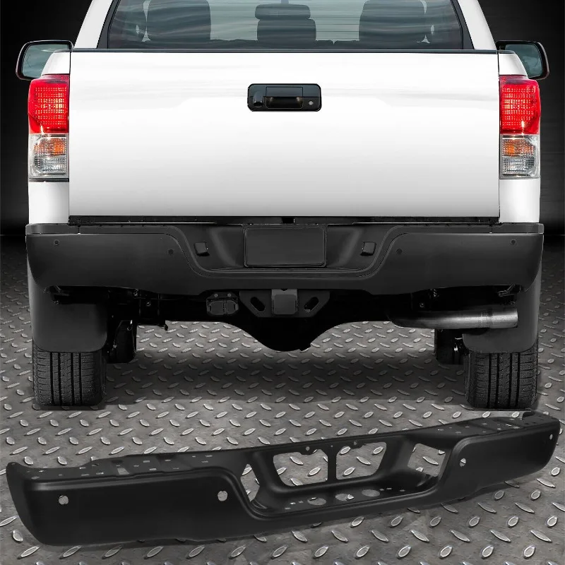 US For 07-13 Toyota Tundra Black Rear Bumper Face Bars w/ Parking Sensor Holes Pair