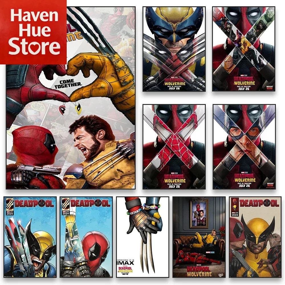 Pósteres de películas de Marvel, pinturas artísticas en lienzo de Deadpool y Wolverine, murales de personajes de Anime, decoración de pared del hogar, regalos para amigos, fra