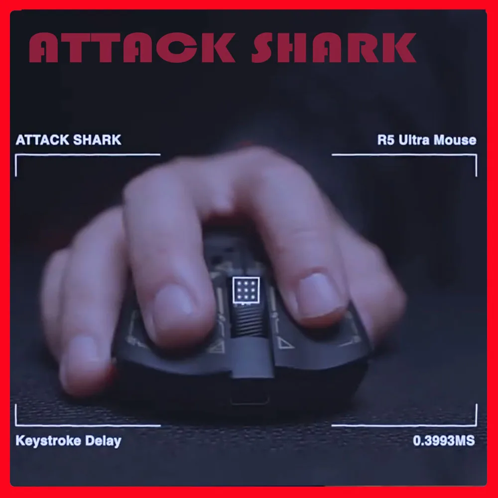 

Игровая мышь ATTACK SHARK R5 из ультрауглеродного волокна, эргономика, датчик PAW3950MAX, 42000 точек на дюйм, 8000 Гц, MCU, беспроводная мышь Nordic 52840