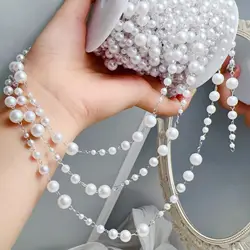 0.5Meter1Meter Imitate Pearls Copper Chains Ancient Style Hanfu Accessories for DIY Bracelet Necklace Hair Chains Jewelry Making
