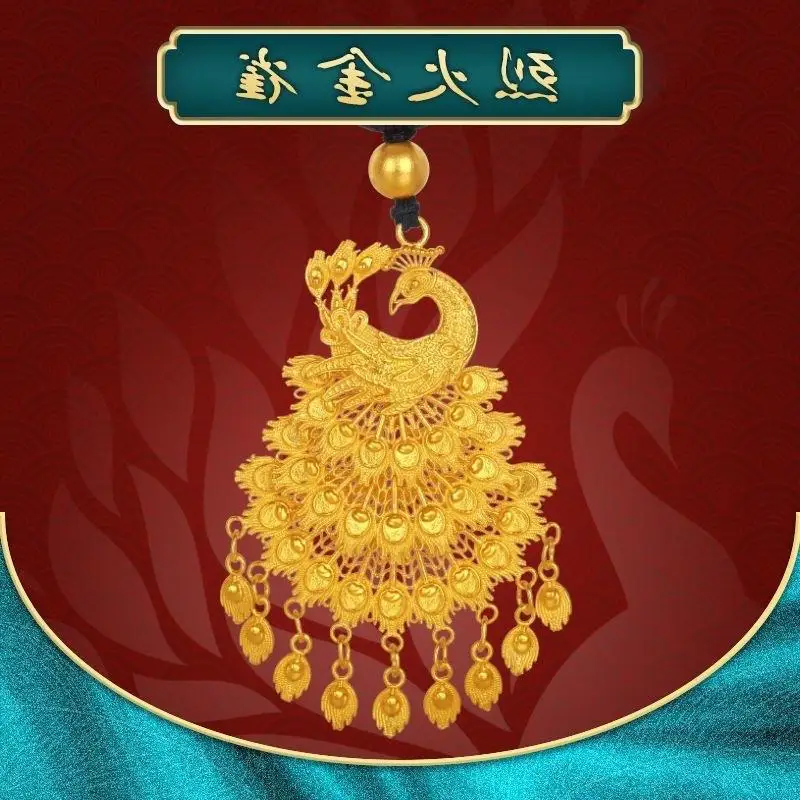 

New Pendant Copper Plated Hollow Chinese Style Filigree Peacock Ethnic Pendant Simple Fashion Hanging Piece Factory Direct Sale