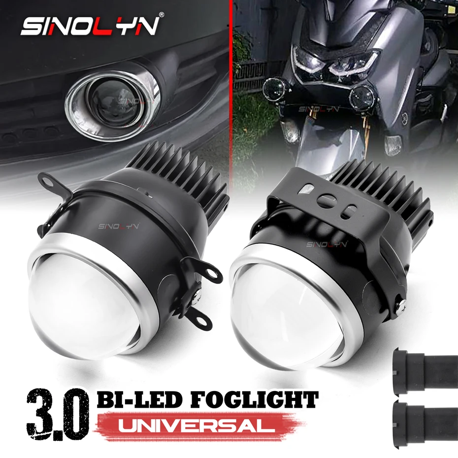 3.0 inç Bi LED sis farları 3000K 6000K evrensel sis projektör lensler oto lambaları LED lensler su geçirmez araba aksesuarları güçlendirme
