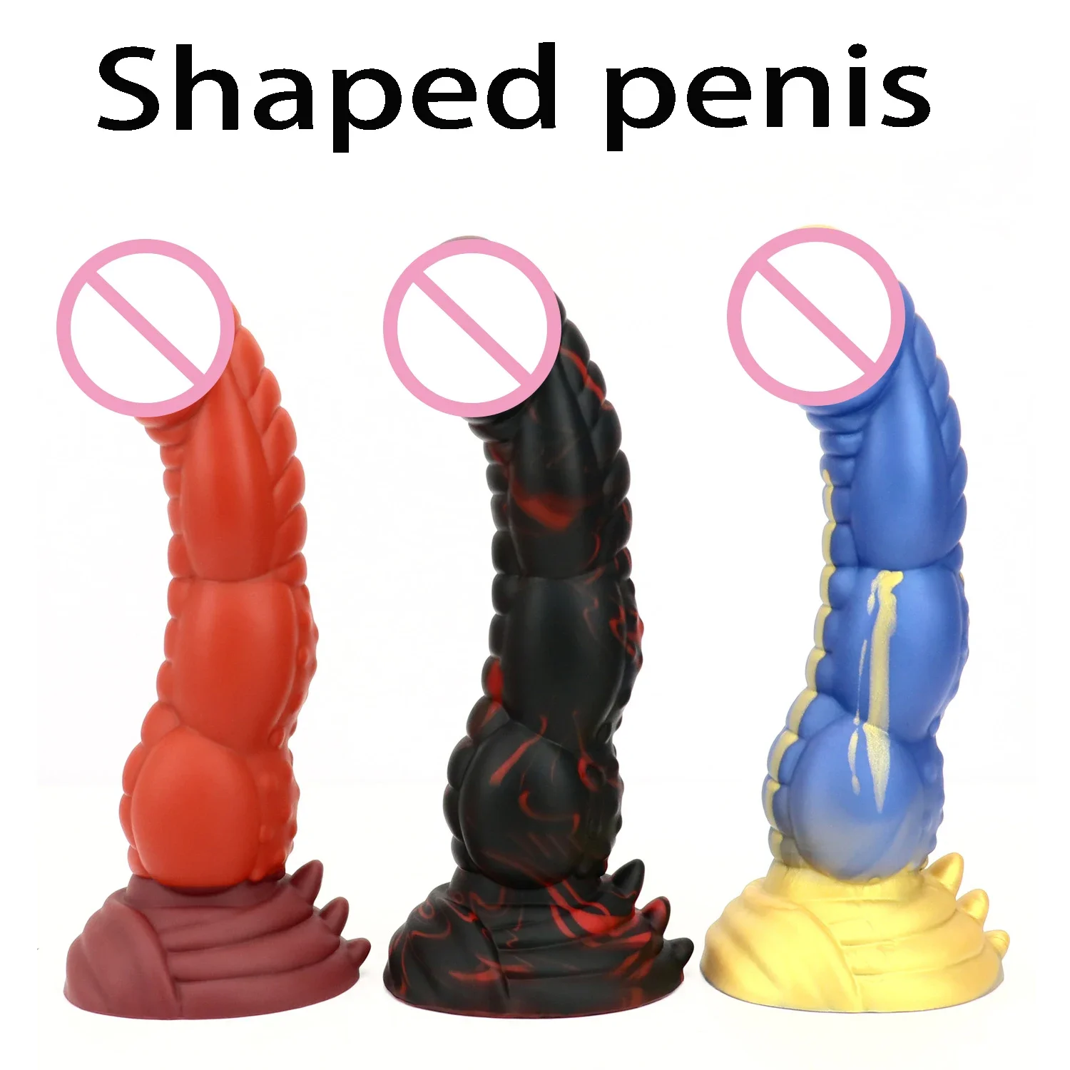 Mixed Color Simulation Abnormity Dildo Animal Penis Male with Anal Plug Massage Dildo Penis Couple Flirt Sex Toy Supplies