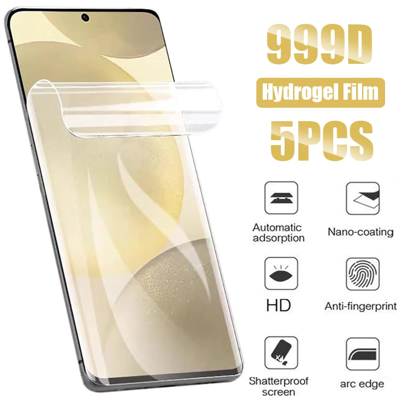 5Pcs Hydrogel Film For Samsung Galaxy S25 S24 S23 S22 Ultra Plus S24 FE Full Cover Screen Protector For Samsung A56 A36 A26 A16
