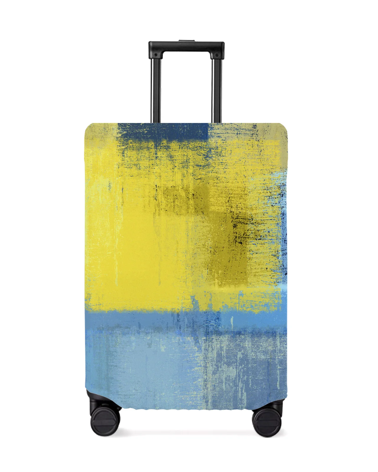 Abstract Oil Painting Geometric Yellow Luggage Cover Stretch Baggage Protector Dust Cover for 18-32 Inch Travel Suitcase Case