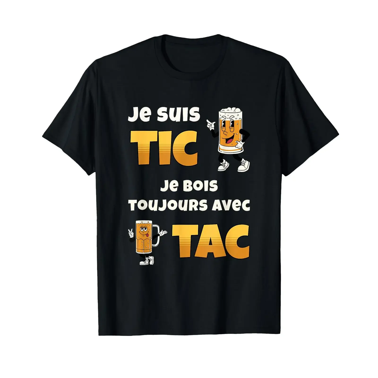 Je suis Tic Bois Toujours avec Tac Cadeau Bière Humour T Shirt vintage Washed Breathable Top For Everyday Wear fashion