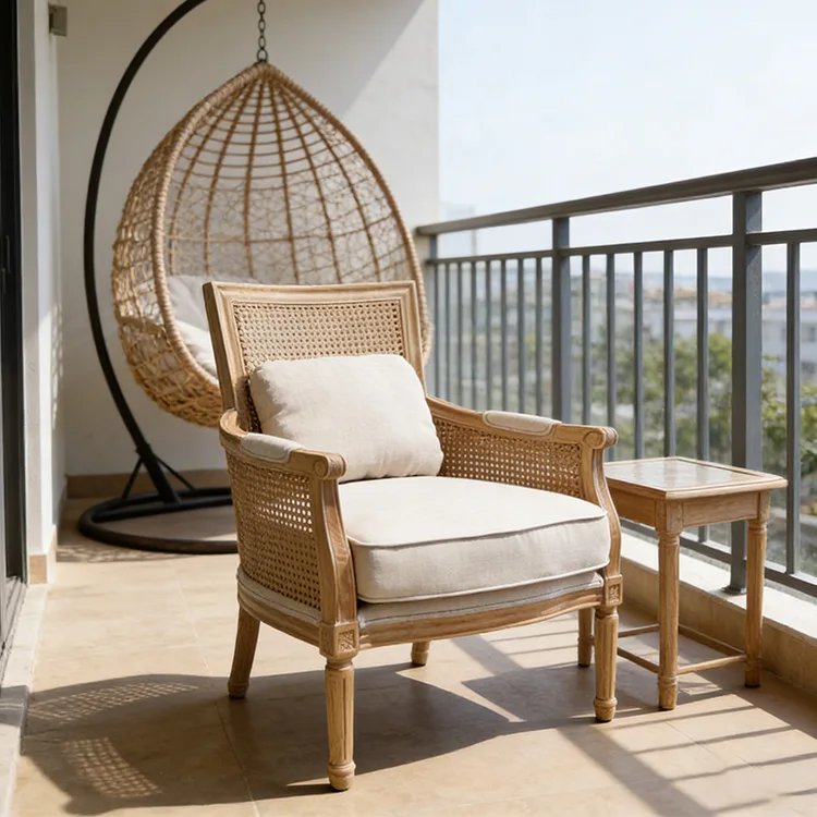 Premium Modern Commercial Rattan Back Wooden Frame Durable & Eco-Friendly Side Chair for Outdoor Hotel Dining