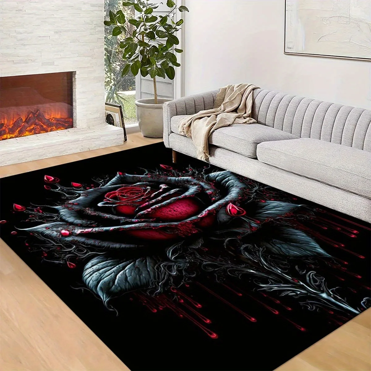 

1PC Rose arts Pattern Living Room rugs Kitchen Rugs Non-Slip Home Door Mats Pop arts Bath Mat Carpet for Home Sink Laundry Decor