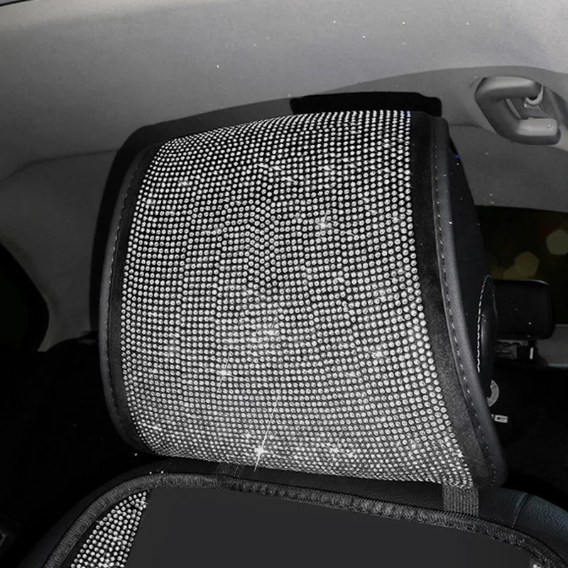 1PCS Bling Rhinestone Car Seat Headrest Cushion Decoration Universal Fit Car Head Pad Cover Diamond Interior Accessories Women