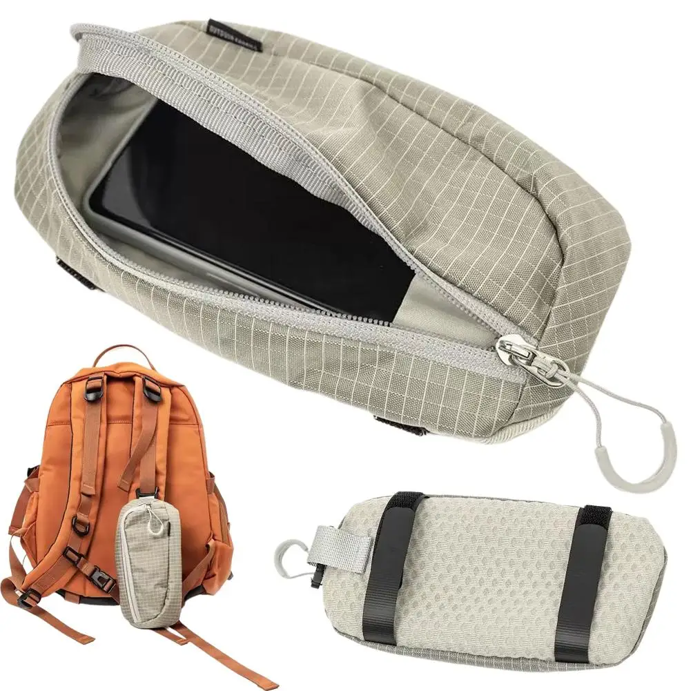Backpack Shoulder Strap Pouch Phone Holder Hanging Ultralight Breathable Mesh Pocket Universal For Hiking Travel Outdoor Gear