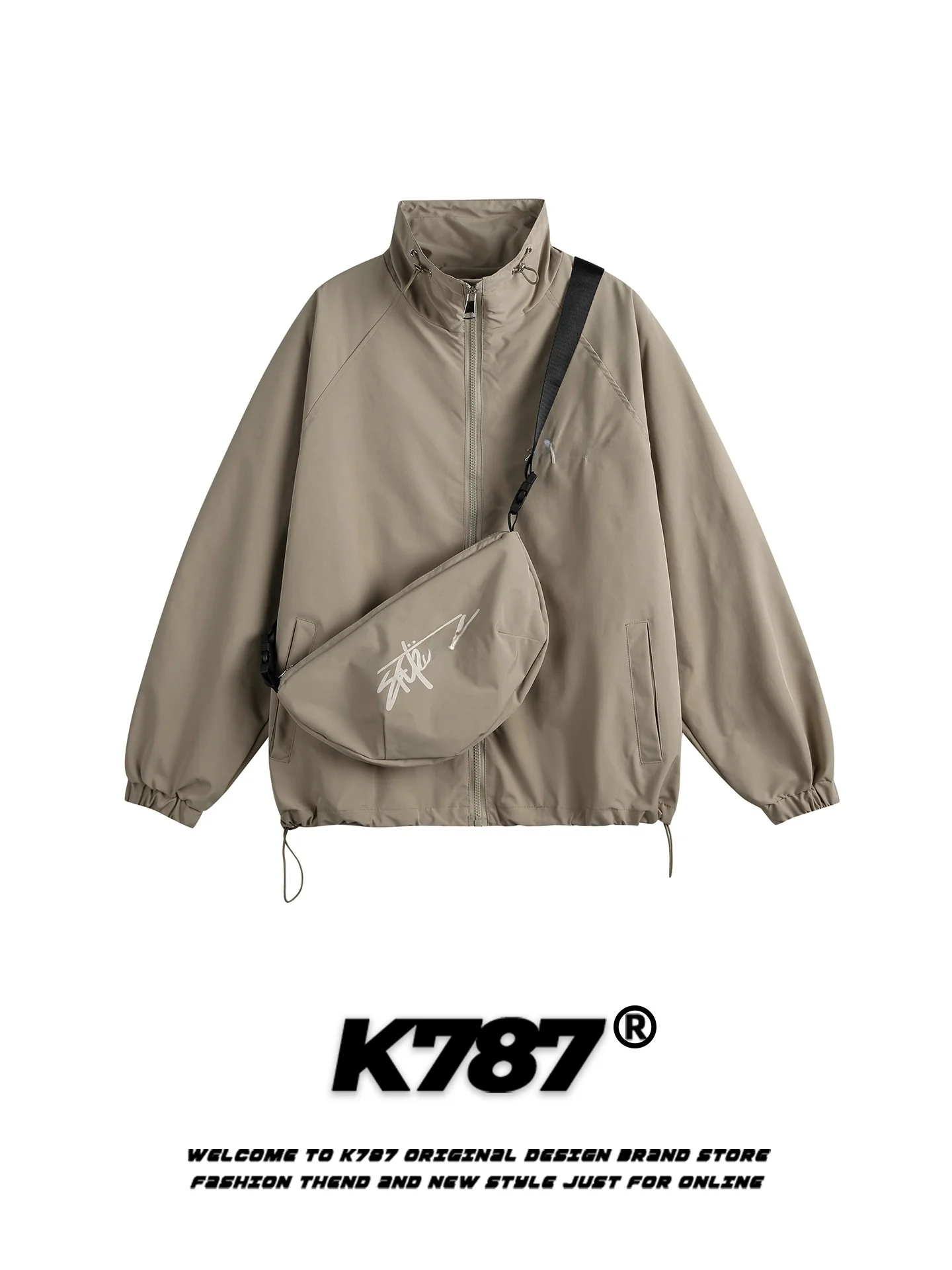 

Retro American Embroidered Letter Crossbody Bag Jaet Loose Casual Spring Outerwear for Couples Youth Polyester Fiber