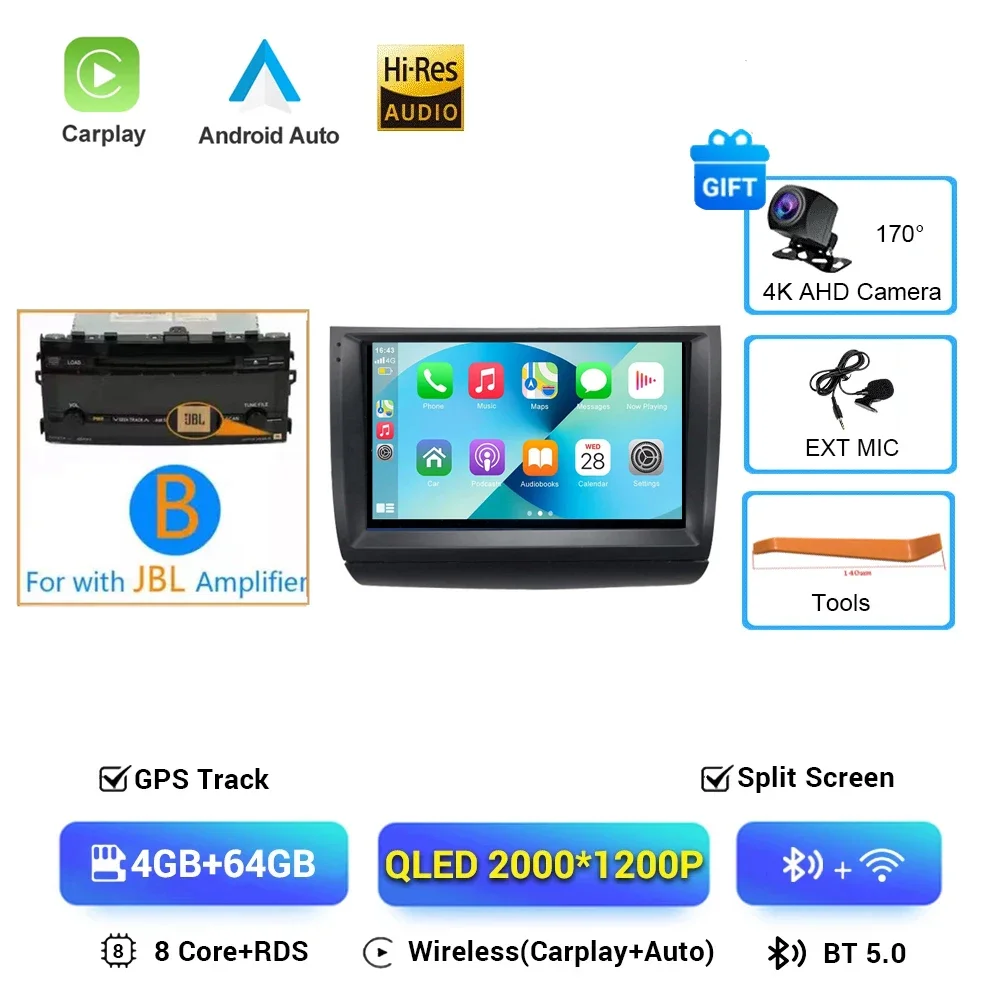 Carplay Autoradio 2 din Android 16 Voor Toyota Prius 20 2003-2009 Autoradio Multimedia Video Player GPS navigatie Stereo BT HU