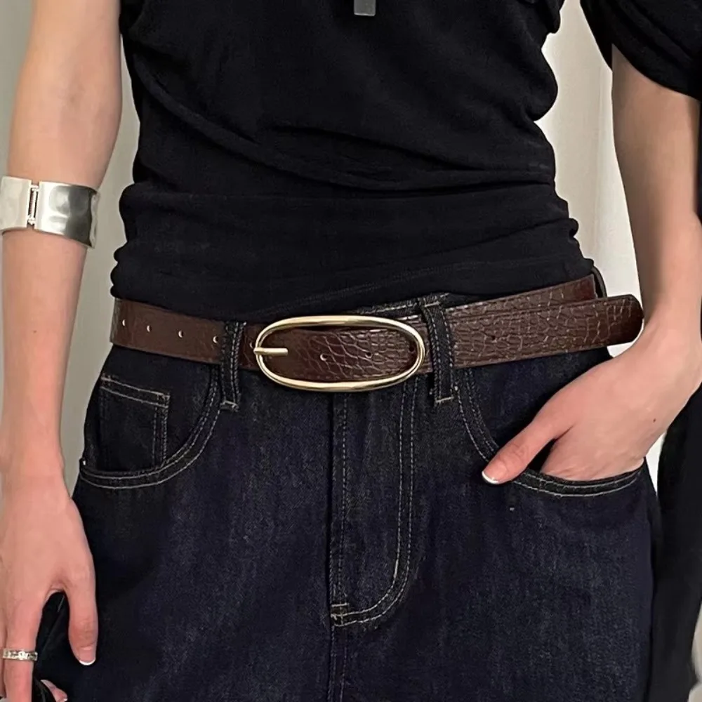 

Korean Designer Women's Belt PU Leather Luxury Y2k Waist Belt Red Black Coffee Casual Dress Jeans Belt Streetwear