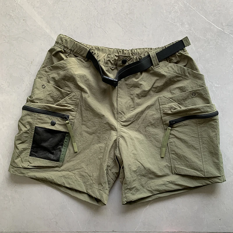 

Men's Summer Loose Nylon Work orts Qui Dry Outdoor Five-Quarter Pants Multiple kets Functional Utili orts