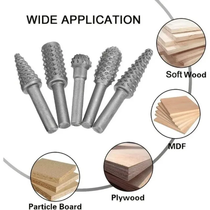 5 szt. Rzeźbione w drewnie wiertła do zgrzewania 6mm wiertła wiertła obrotowe zestaw do obróbki drewna pilnikarka cięcia głowica szlifująca grawerowania