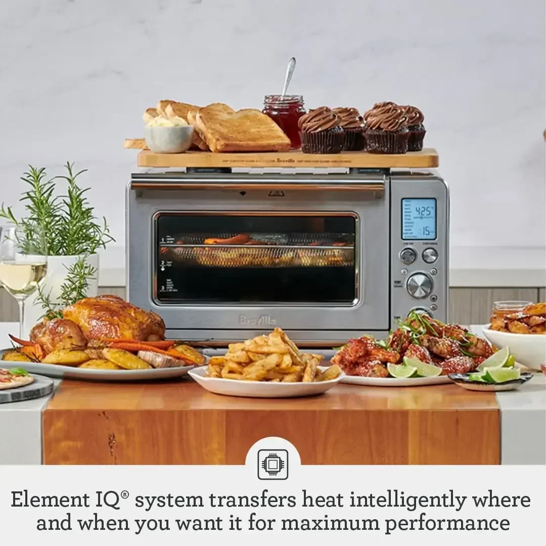 Breville, o Forno Inteligente ®   Fritadeira de ar, forno de bancada de convecção, combinação de forno torradeira fritadeira de ar, BOV860BSS, aço inoxidável escovado