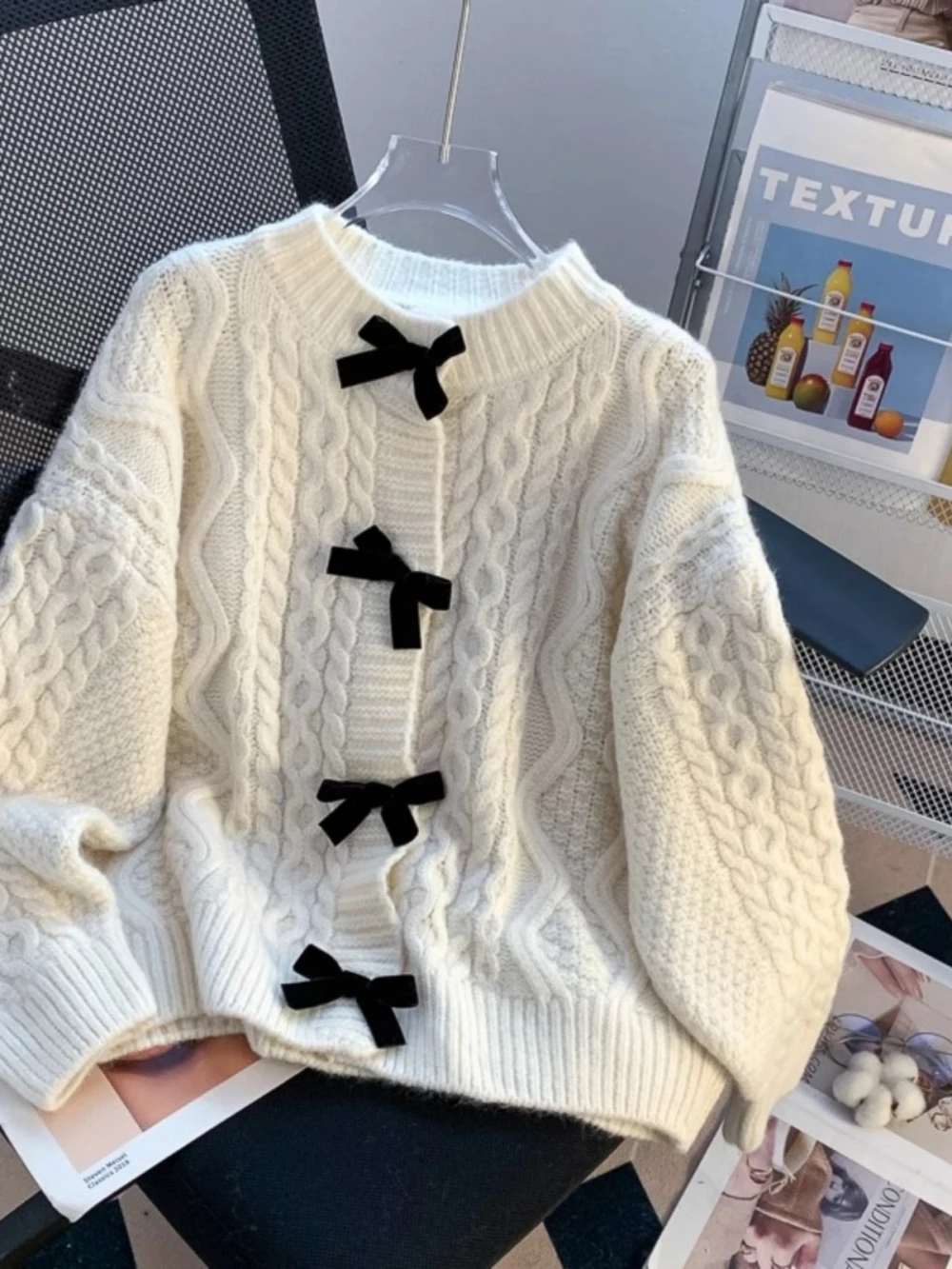 

2026 Women's Knit Cardigan Sweater New Retro Short Coat Lazy Twist Soft Fluffy Outerwear Jacket