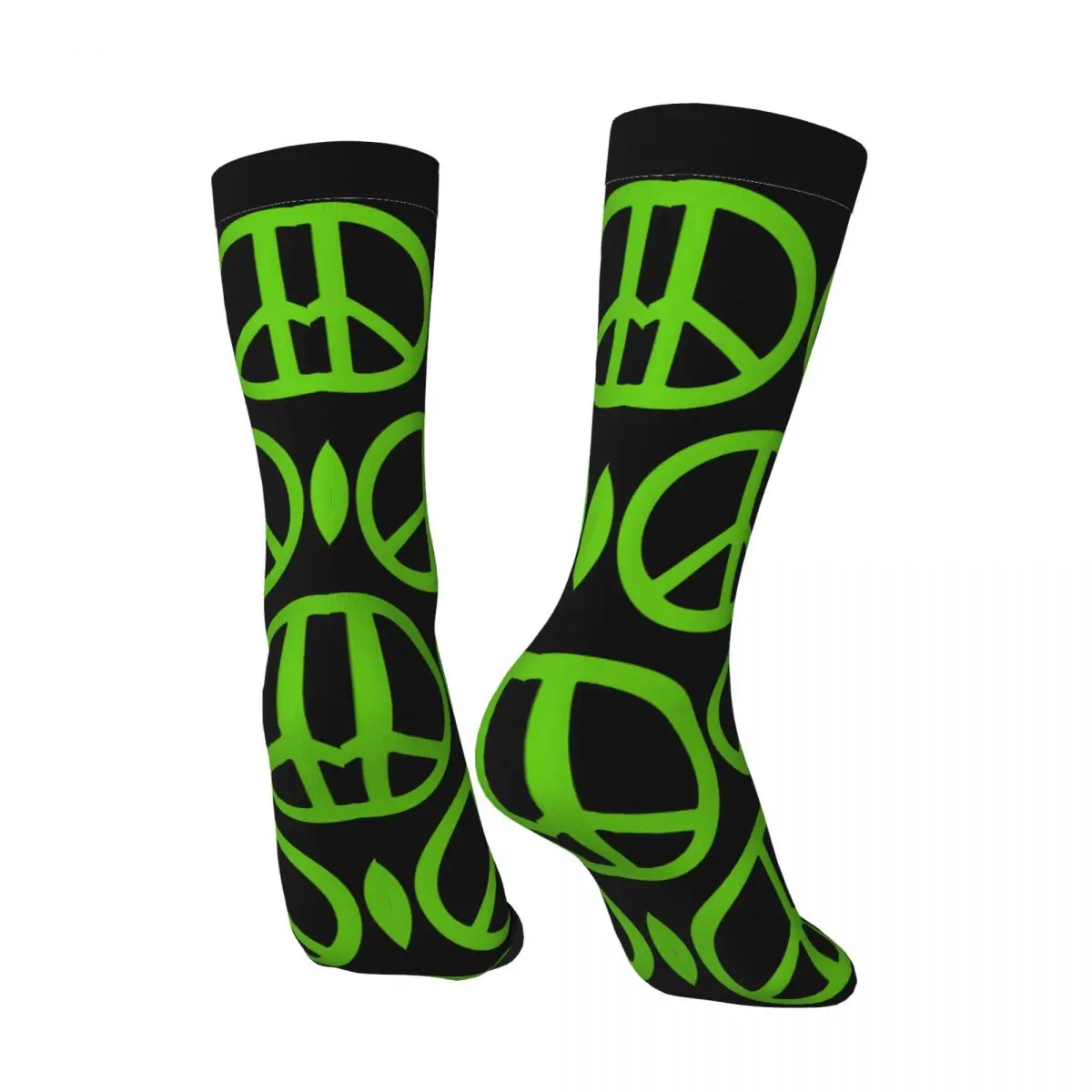 Crazy compression Green Peace Sign Sticker Sock for Men Vintage Peace And Love Quality Pattern Crew Sock Casual