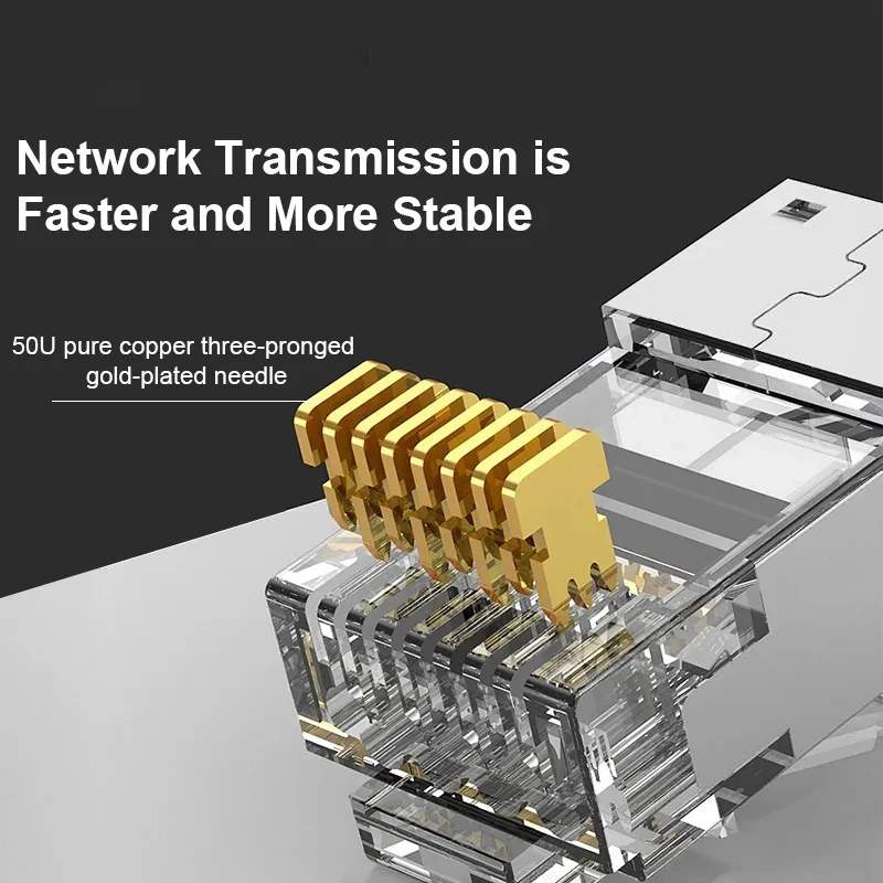 CAT5E/6/7,Rj45 shielded through connector module straight plug,UTP 3/50μgold plated 8P8C, Ethernet LAN cable crimp terminal