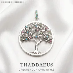 Pendant Colorful Tree,Fine Jewelry Europe 925 Sterling Silver Bohemia Nature Happy Gift For Woman
