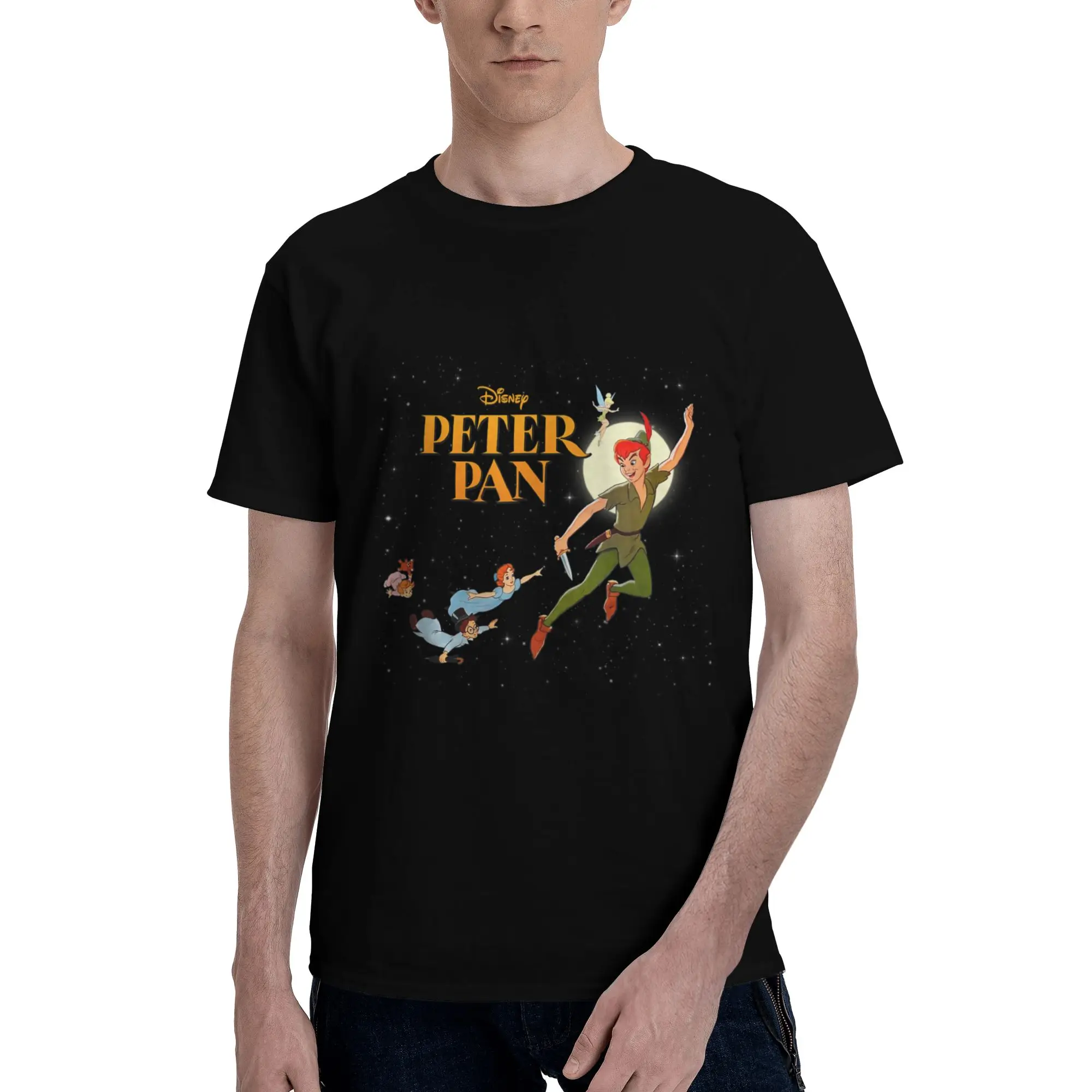 Camiseta de algodón de manga corta con estampado de Peter Pan de Disney, estilo vintage retro, para hombre, con estampado de grupo y pecho grande, increíble camiseta fugees