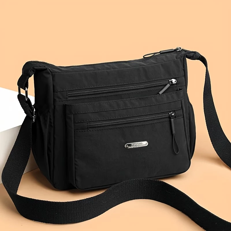 Everyday Versatile Water Resistant Nylon Shoulder Bag Multi Color Option Practical Multi-pocket Layout for Weekend City Outings