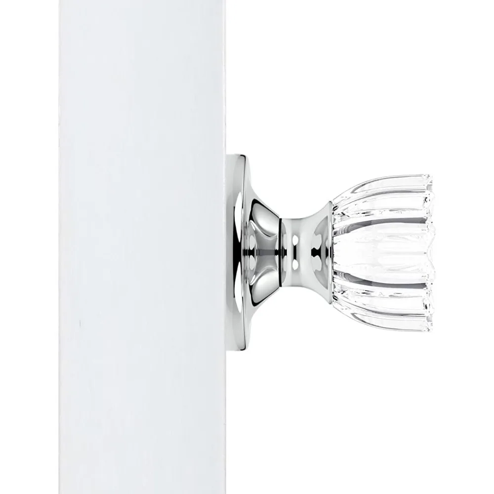 Ensemble de 9 boutons de porte en cristal cannelé vintage, finition chromée, rosace ronde, quincaillerie de style antique